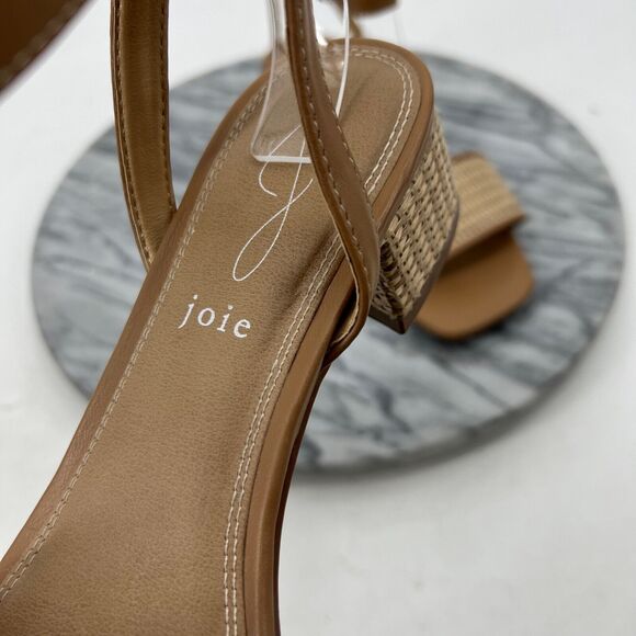 Joie Womens 6.5 Sandals Ivy Tan Boho Block Heel Ankle Strap Woven Faux Leather - Picture 8 of 11